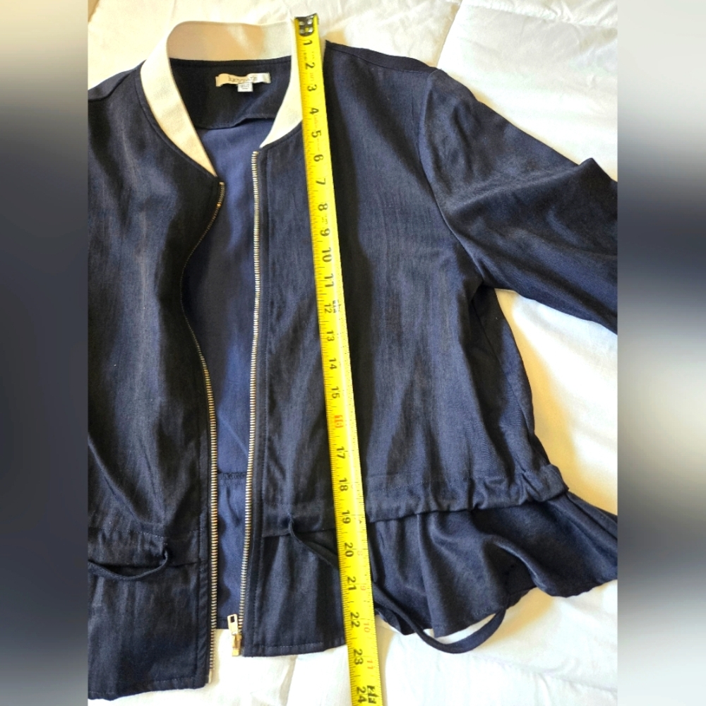 Lucy Paris Dark Blue and White Bomber Jacket - Picture 11 of 16